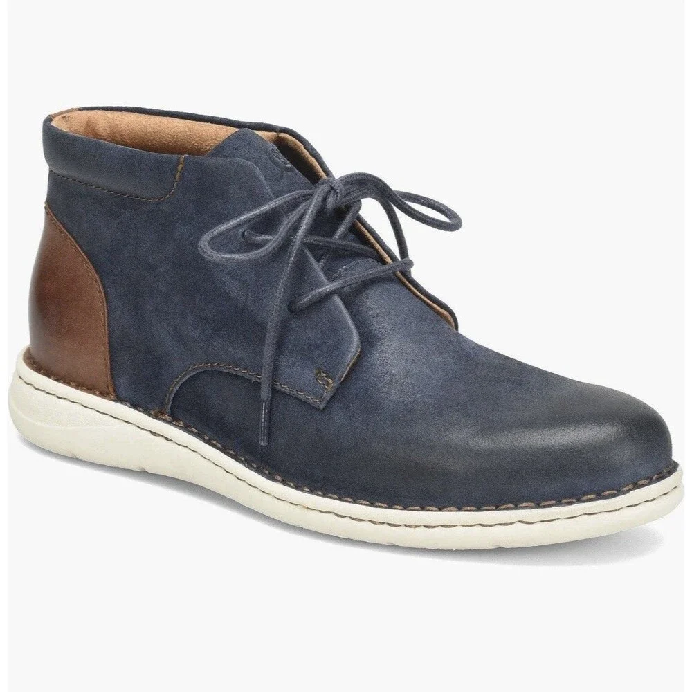 new BORN Theo Chukka sport flexible Boots shoes Men full grain leather navy 10.5